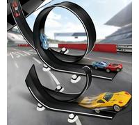 Asixxsix Pista de Autos de Flexible, Construya Usted Mismo su Propio Sistemas de Pista con Piezas Que Se Unen, con Fuertes Ventosas para Niños a Partir de 3 Años