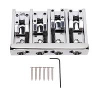 Asixxsix Puente de bajo de 4 Cuerdas, Puente de bajo Eléctrico, Conjunto de Puente Ajustable para bajo Eléctrico Jazz Bass (SILVER)