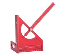 Asixxsix Regla de medición multiángulo 3D, regla triangular de inglete de aleación de aluminio, 0-180 grados, escuadra de carpintero de alta precisión para carpintería (rojo)
