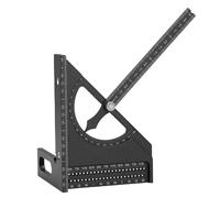 Asixxsix Regla de medición multiángulo 3D, regla triangular de inglete de aleación de aluminio, 0-180 grados, escuadra de carpintero de alta precisión para carpintería (BLACK)
