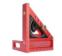 Asixxsix Regla de medición multiángulo 3D, transportador de 0-180 grados, regla de trazado de agujeros de alta precisión, escuadra de carpintero de aleación de aluminio (rojo y negro)