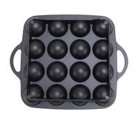 Asixxsix Sartén Takoyaki de 16 Agujeros, Sartén Antiadherente de Aleación de Aluminio para Bolas de Pulpo, Albóndigas, Panqueques, con 2 Púas de Madera, Cepillo de Silicona para el