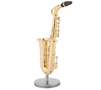 Asixxsix Saxofón en Miniatura, Latón Chapado en Oro con Detalles Exquisitos, Modelo de Saxofón Alto, Modelo de Instrumento Musical con Soporte y Estuche de Madera para Regalos de Decoración del Hogar
