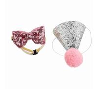 Asixxsix Sombrero Brillante para Disfraz de Mascota con Lazo, Elástico y Suave para la Fiesta de Cumpleaños de Perros y Gatos, Garantizado para Ganar Muchos Elogios (Pink)