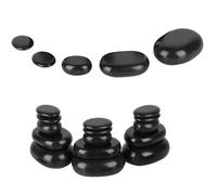 Asixxsix Spa Caliente, Basalto Negro, Forma Ovalada, Piedras de Aceite Esencial, Juego de 20 Piezas, Masaje Completo de Pies, Relajación, Suave y Cómodo