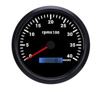 Asixxsix Tacómetro de 4.331 in, 4-3/8 Pulgadas, 4000 RPM, Medidor de RPM para Barco, Tacómetro de 9-32 V, Digital Marino Grande de 7 Colores con Contador de (Esfera negra y bisel plateado CXA005)