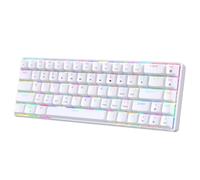 Asixxsix Teclado Mecánico para Juegos, 68 Teclas, 3 Modos de Retroiluminación RGB Teclado Mecánico InaláMbrico con 20 Modos de Iluminación para Oficina (Blanco (3))