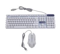 Asixxsix Teclado mecánico para Juegos Estilo máquina de Escribir, retroiluminado 1600DPI Retro Punk Round Keycaps, USB Typewriter Keyboard and Mouse Combo for PC Laptop Gamer (Juego de Punk blancoo