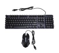 Asixxsix Teclado mecánico para Juegos Estilo máquina de Escribir, retroiluminado 1600DPI Retro Punk Round Keycaps, USB Typewriter Keyboard and Mouse Combo for PC Laptop Gamer (Juego de Punk Negro