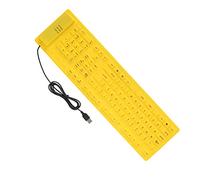 Asixxsix Teclado Plegable de Silicona, a Prueba de Polvo, Resistente Al Agua, 108 Teclas, Teclado Enrollable con Cable USB y Escritura Silenciosa para PC, Portátil y Portátil (Yellow)