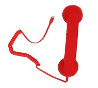 Asixxsix Teléfono Retro Tipo C con Cable, micrófono y Altavoz de Alta fidelidad. con una Sola tecla para Responder, Colgar y Ajustar el Volumen para conferencias telefónicas. (Rojo)