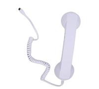 Asixxsix Teléfono Retro Tipo C con Cable, micrófono y Altavoz de Alta fidelidad. con una Sola tecla para Responder, Colgar y Ajustar el Volumen para conferencias telefónicas. (White)
