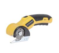 Asixxsix Tijeras Eléctricas Inalámbricas, Cortador de Cartón Giratorio Recargable con Cuchillas de Acero SK5, Luz LED, Bloqueo de Seguridad, para Tela, Cuero, Plástico, Alfombra, Cartón (YELLOW)