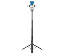 Asixxsix Trípode BT para Selfie Stick de 63 Pulgadas, Trípode de Viaje de Aluminio Extensible Liviano con Clips Magnéticos y Control Remoto Inalámbrico para Teléfono Vlog Transmisión en