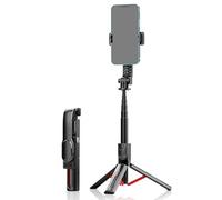 Asixxsix Trípode/Palo Selfie Extensible de 90cm, Soporte Portátil para Teléfono Giratorio de 360° con Control Remoto BT, para Teléfonos Inteligentes de 65 a 88mm de Ancho (K26 Versión Básica)