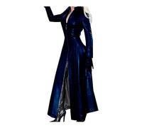 ASIYAN Abrigo largo de piel sintética para mujer Sexy Maxi Chaquetas de invierno de longitud completa Cuello alto Cremallera Split Cardigan Moto Biker Chaquetas Chaqueta de cuero Chaqueta de cuero