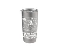 Ask Me About Corvid Intelligence cuervo corneja Vaso térmico de acero inoxidable de doble pared