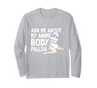 Ask Me About My Anime Body Pillow - Funny Anime Kawaii Otaku Manga Larga, Unisex para Adultos, Gris Jaspeado, XL