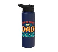Ask Me About My Dad Jokes Funny Father's Day Dad Joke Stainless Steel Insulated Water Bottle