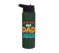 Ask Me About My Dad Jokes Funny Father's Day Dad Joke Stainless Steel Insulated Water Bottle