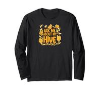 Ask Me About My Hive Funny Beekeeper Honey Bee Lover Manga Larga