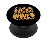 Ask Me About My Hive Funny Beekeeper Honey Bee Lover PopSockets PopGrip Adhesivo
