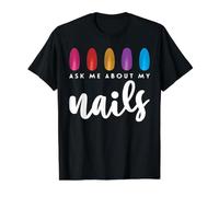 Ask Me About My Nails Camiseta gráfica económica, Hombre, Negro, S