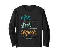 Ask... Seek... Knock... Matthew 7:7 Christian Bible Promise Manga Larga