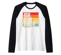 Ask Seek Knock Matthew 7:7 Christian Men Women Faith Design Camiseta Manga Raglan