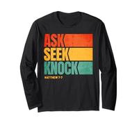 Ask Seek Knock Matthew 7:7 Christian Men Women Faith Manga Larga