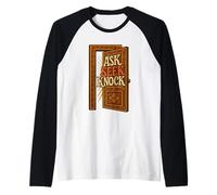 Ask Seek Knock Matthew 7:7 Verso de la Biblia Cristiano Camiseta Manga Raglan