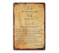 Ask Seek Knock Verse Metal Sign 8x12 Inch