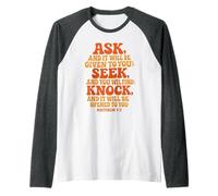 Ask Seek Knock - Versículo de la Biblia Cristiana Camiseta Manga Raglan