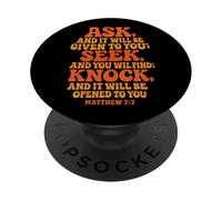 Ask Seek Knock - Versículo de la Biblia Cristiana PopSockets PopGrip Adhesivo