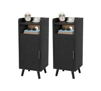 Askelierg Juego de 2 mesitas de noche estrechas, mesitas de noche pequeñas con cajón y puerta, armario de noche, gestión de cables, mesa auxiliar, ahorra espacio para salón, dormitorio, 25 x 30 x 61