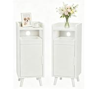 Askelierg Mesita de noche de 2 plazas de noche estrechas, pequeñas con cajón y puerta, mesita de noche, gestión de cables, mesa auxiliar, ahorro de espacio para sala de estar, dormitorio, 25 x 30 x 61