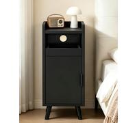 Askelierg Mesita de noche estrecha de 25 cm, mesita de noche pequeña con cajón y puerta, armario de noche, gestión de cables, mesa auxiliar, ahorra espacio para salón, dormitorio, 25 x 30 x 61 cm