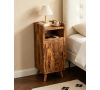 Askelierg Mesita de noche estrecha de 25 cm, pequeña mesita de noche con cajón y puerta, mesita de noche de madera, gestión de cables, mesa auxiliar, ahorra espacio para salón, dormitorio, 25 x 30 x