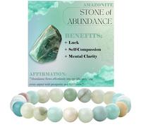 ASKFNASDKMFN Amazonite - Abundance - Pulseras de cuentas de 8 mm para mujer, piedras naturales semipreciosas, elásticas, joyería elástica, regalo de protección para yoga