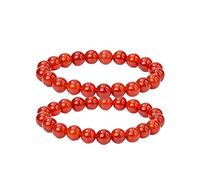 ASKFNASDKMFN Juego de 2 pulseras elásticas de cristal rojo de ágata natural con cuentas de chakra de energía para mujeres, parejas, alivio de la ansiedad