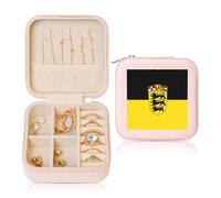 ASKhgg Baden-Württemberg - Joyero de viaje con estampado de bandera rosa, organizador de anillos para aretes, collares, regalo de cumpleaños para mujer