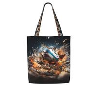 ASKhgg Bolsas de lona con estampado de rugby on Fire, para mujer, bolsa de hombro, mochila de almacenamiento, para viajes, trabajo, gimnasio