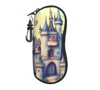 ASKhgg Fairytale Castle - Funda suave para gafas de sol con estampado de castillo, ultraligera de neopreno con cremallera y mosquetón, para hombres y mujeres