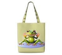 ASKhgg The Funny Frog doing Yoga - Bolsas de lona con estampado de ranas para mujer, bolsa de hombro, mochila de almacenamiento, para viajes, trabajo, gimnasio