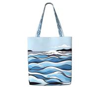 ASKhgg Waves lapping at the rocks - Bolsas de lona con estampado de olas para mujer, bolsa de hombro, mochila de almacenamiento, para viajes, trabajo, gimnasio