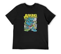 Asking Alexandria Killer Robot Men's T-Shirt Unisex Black Cotton Hip Hop Print tee Shirts L