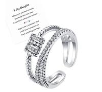 Askljeby Anillo antiansiedad para niñas, anillo de oro de 18 quilates para aliviar el estrés para niñas, madre a mi hija, anillo ajustable para aliviar la ansiedad y el estrés para mujeres