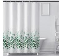 ASKLUND Cortina de Ducha 180x200 Plantas, con 12 Anillas y lastres en la Parte Inferior, Lavable Impermeable, de Tela Poliéster, para la Bañera y el Cuarto de Baño