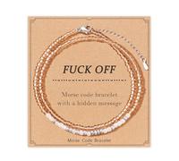 ASKRAIN Pulseras con código morse para mujer, inspiradoras y divertidas pulseras de cuentas, regalos para mejores amigas, hermanas, mujeres, mujeres, S, Cuentas de semillas, acero inoxidable, No es