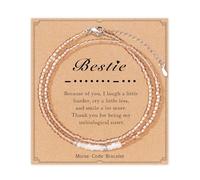 ASKRAIN Pulseras con código morse para mujer, inspiradoras y divertidas pulseras de cuentas, regalos para mejores amigas, hermanas, mujeres, mujeres, perla, No es una piedra preciosa